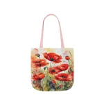 Poppy Red Large Watercolour Flowers Shoulder Tote Bag