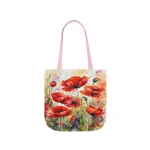 Poppy Red Large Watercolour Flowers Shoulder Tote Bag