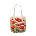 Poppy Red Large Watercolour Flowers Shoulder Tote Bag