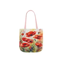 Poppy Red Large Watercolour Flowers Shoulder Tote Bag