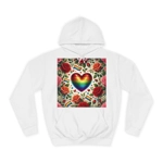 Pride Rainbow Glitter Heart And Roses Hoodie