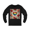 Pride Rainbow Glitter Heart And Roses Long Sleeve T-Shirt