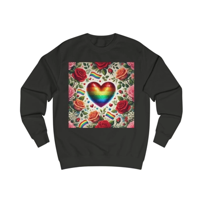 Pride Rainbow Glitter Heart And Roses Sweatshirt