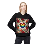 Pride Rainbow Glitter Heart And Roses Sweatshirt