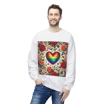 Pride Rainbow Glitter Heart And Roses Sweatshirt