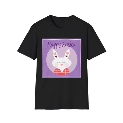 Purple Happy Easter Bunny Cotton T-Shirt