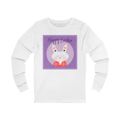 Purple Happy Easter Bunny Long Sleeve T-Shirt