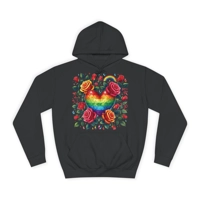 Rainbow Floral Heart And Roses Flower Pattern Hoodie