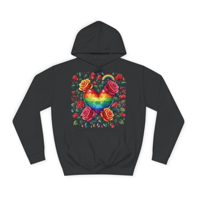 Rainbow Floral Heart And Roses Flower Pattern Hoodie