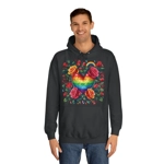 Rainbow Floral Heart And Roses Flower Pattern Hoodie