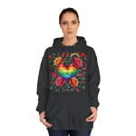 Rainbow Floral Heart And Roses Flower Pattern Hoodie