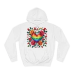 Rainbow Floral Heart And Roses Flower Pattern Hoodie