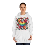 Rainbow Floral Heart And Roses Flower Pattern Hoodie