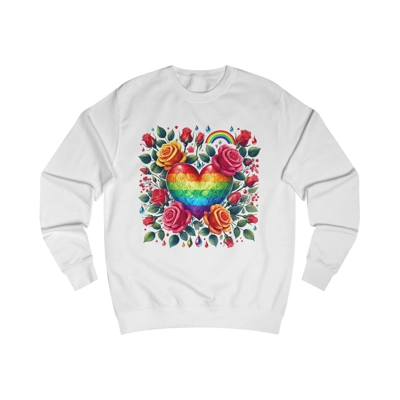 Rainbow Floral Heart And Roses Flower Pattern Sweatshirt