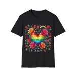 Rainbow Floral Heart And Roses Flower Pattern T-Shirt Rainbow Floral Heart And Roses Flower Pattern T-Shirt
