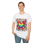 Rainbow Floral Heart And Roses Flower Pattern T-Shirt Rainbow Floral Heart And Roses Flower Pattern T-Shirt