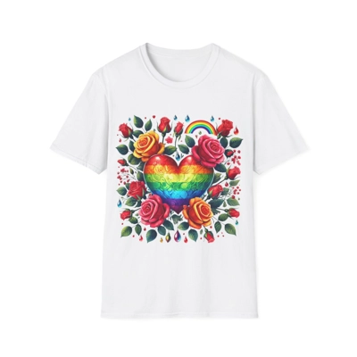 Rainbow Floral Heart And Roses Flower Pattern T-Shirt Rainbow Floral Heart And Roses Flower Pattern T-Shirt
