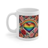 Rainbow Heart Of Hope And Colourful Roses Coffee Mug