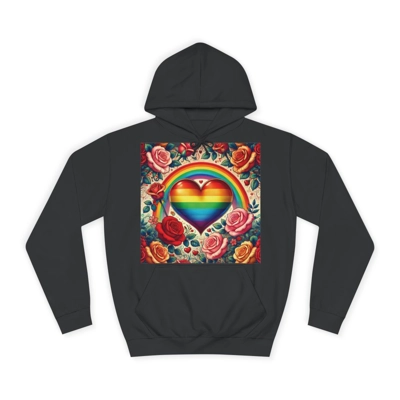 Rainbow Heart Of Hope And Colourful Roses Hoodie