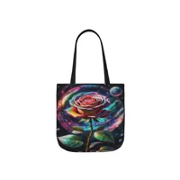 Rainbow Rose Cosmic Space Flower  Shoulder Tote Bag