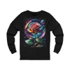 Rainbow Rose Cosmic Space Flower Long Sleeve T-Shirt