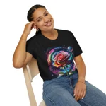 Rainbow Rose Cosmic Space Flower T-Shirt