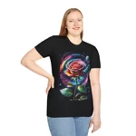 Rainbow Rose Cosmic Space Flower T-Shirt