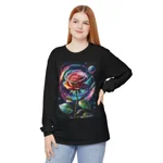 Rainbow Rose Cosmic Space Flower Long Sleeve T-Shirt