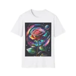 Rainbow Rose Cosmic Space Flower T-Shirt