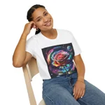 Rainbow Rose Cosmic Space Flower T-Shirt