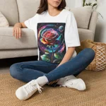 Rainbow Rose Cosmic Space Flower T-Shirt