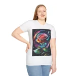 Rainbow Rose Cosmic Space Flower T-Shirt