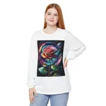 Rainbow Rose Cosmic Space Flower Long Sleeve T-Shirt