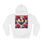 Rainbow Stripe Love Heart And Pink Roses Hoodie