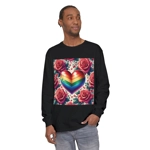 Rainbow Stripe Love Heart And Pink Roses Long Sleeve T-Shirt Rainbow Stripe Love Heart And Pink Roses Long Sleeve T-Shirt