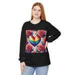 Rainbow Stripe Love Heart And Pink Roses Long Sleeve T-Shirt Rainbow Stripe Love Heart And Pink Roses Long Sleeve T-Shirt