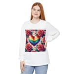 Rainbow Stripe Love Heart And Pink Roses Long Sleeve T-Shirt Rainbow Stripe Love Heart And Pink Roses Long Sleeve T-Shirt