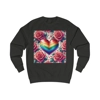 Rainbow Stripe Love Heart And Pink Roses Sweatshirt