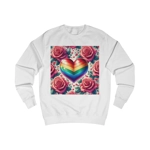 Rainbow Stripe Love Heart And Pink Roses Sweatshirt
