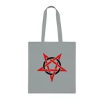 Red And Black Inverted Pentagram Cotton Shopping Tote Bag