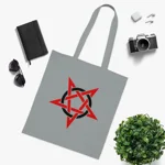 Red And Black Inverted Pentagram Cotton Shopping Tote Bag