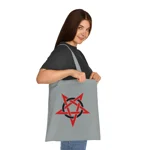 Red And Black Inverted Pentagram Cotton Shopping Tote Bag