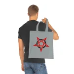 Red And Black Inverted Pentagram Cotton Shopping Tote Bag