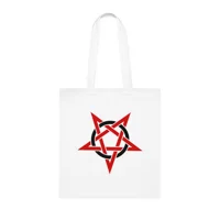 Red And Black Inverted Pentagram Cotton Shopping Tote Bag