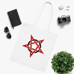 Red And Black Inverted Pentagram Cotton Shopping Tote Bag