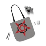Red And Black Inverted Pentagram Shoulder Tote Bag
