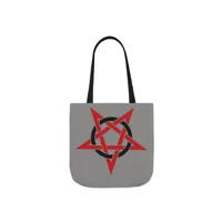 Red And Black Inverted Pentagram Shoulder Tote Bag