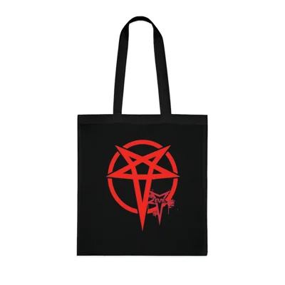 Red Evil Inverted Pentagram Cotton Shopping Tote Bag