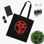 Red Evil Inverted Pentagram Cotton Shopping Tote Bag