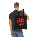 Red Evil Inverted Pentagram Cotton Shopping Tote Bag